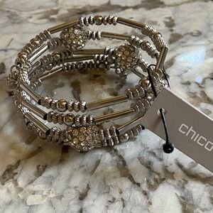 Chico's Silver Fireball Beaded Wrap Bracelet